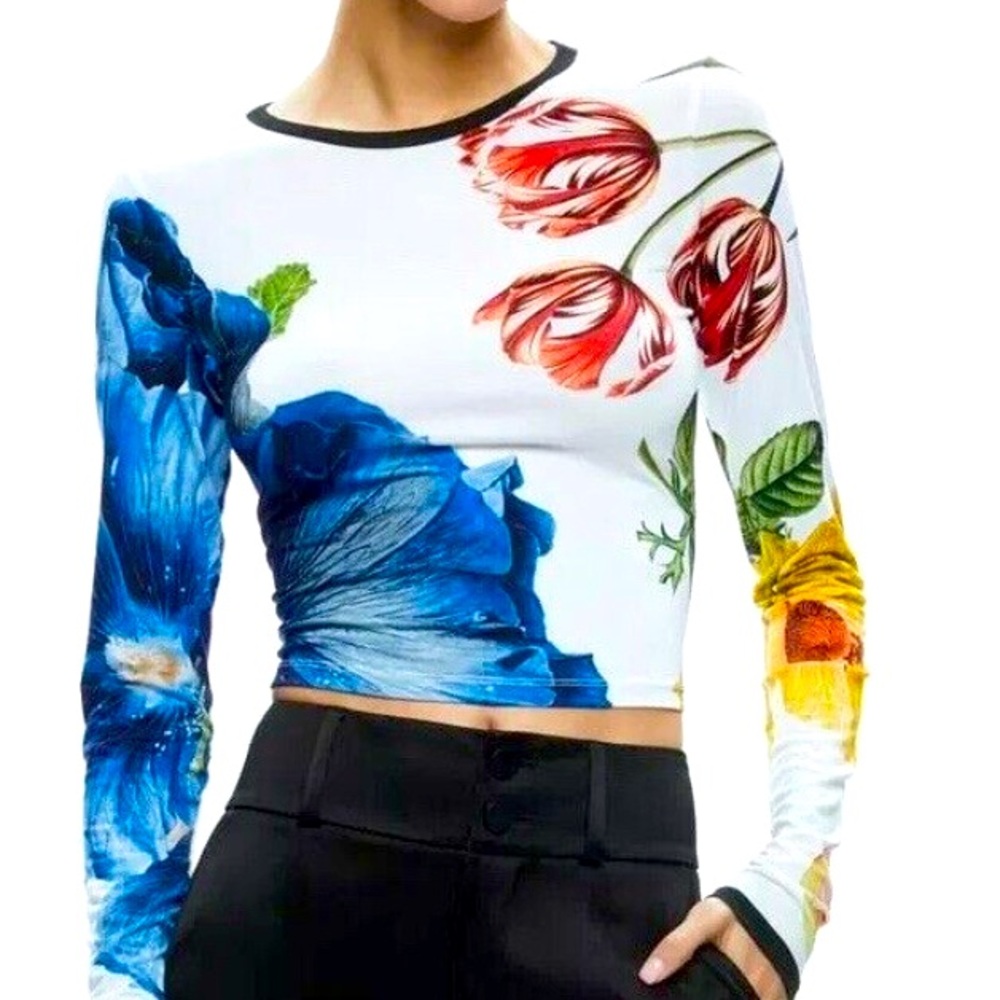 Alice & Olivia DELAINA LONG SLEEVE CROP TOP SZ S  Never worn.